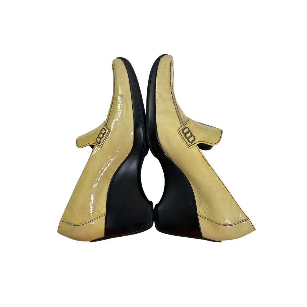 Vintage, Rare Kenneth Cole Butter Yellow Patent Leather Wedge Slip-Ons - Picture 8 of 10